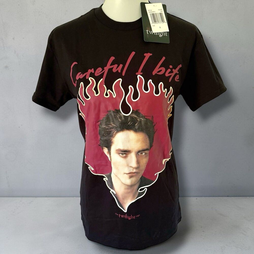 Women's NEW Twilight Saga Movie Edward Cullen Careful I Bite Tee Shirt S Small